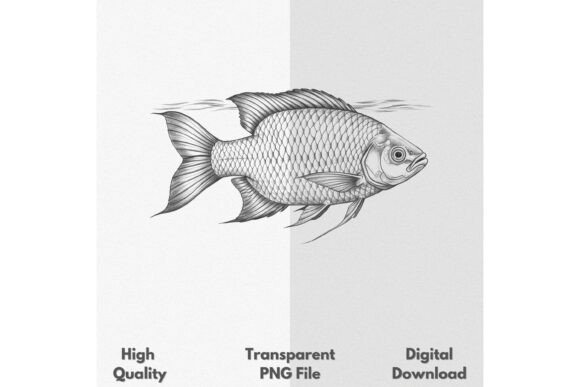 Asp Fish Detailed Pencil Sketch PNG for Creative Projects