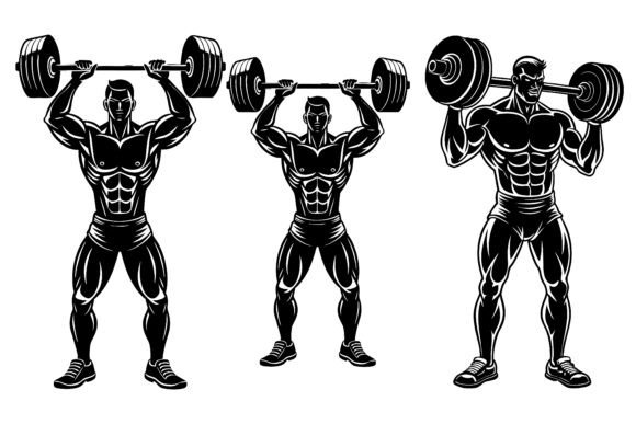 Bodybuilder or Gym Silhouettes Vector: Bold Design for Active Brands