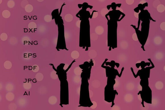 Embracing Movement: The Girl in Long Dress and Wide Brimmed Hat Silhouette