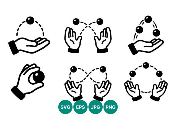 Hands Juggling Balls Black White Icons: A Visual Toolkit for Dynamic Design