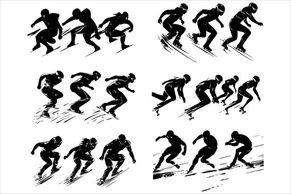 Professional Speed Skaters Vector: Capturing Velocity in Design