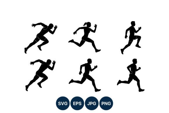 Running Silhouettes Male Female Sport: Dynamic Motion Graphics