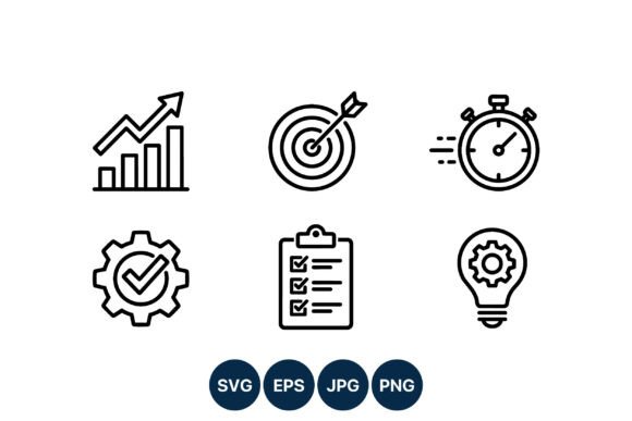 Strategic Business Icons Line Art Set for Visual Impact