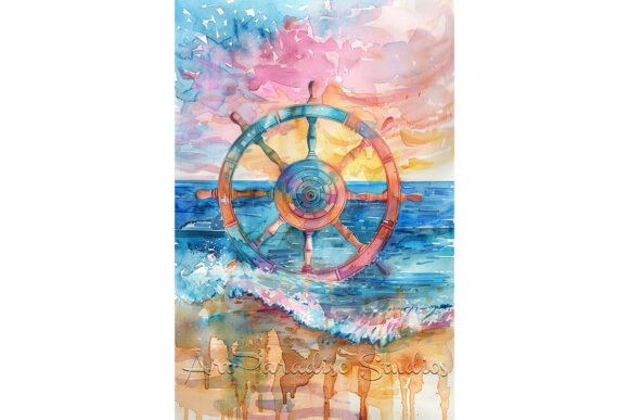 Watercolor Nautical Ship Wheel Ocean Art: A Designer's Guide to Coastal Charm